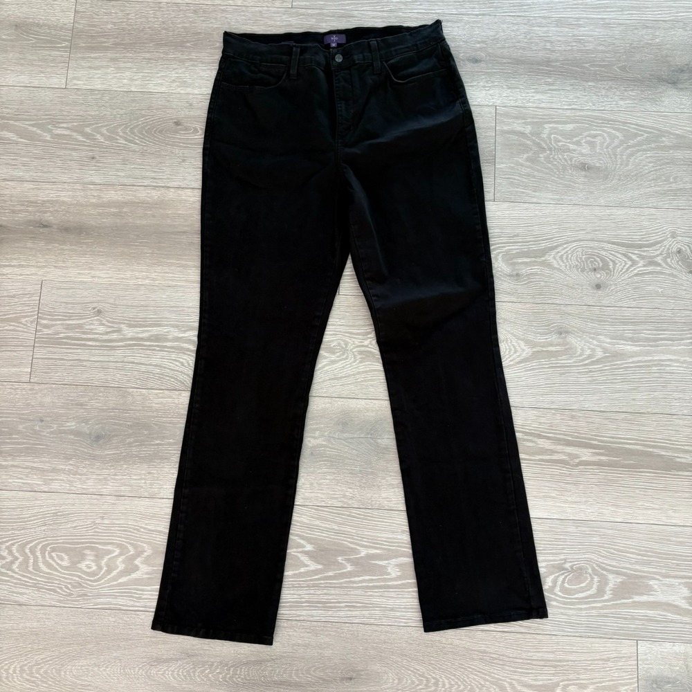 NYDJ Lift Tuck Technology‎ Womens Black USA Made Denim Straight Jeans Size 14